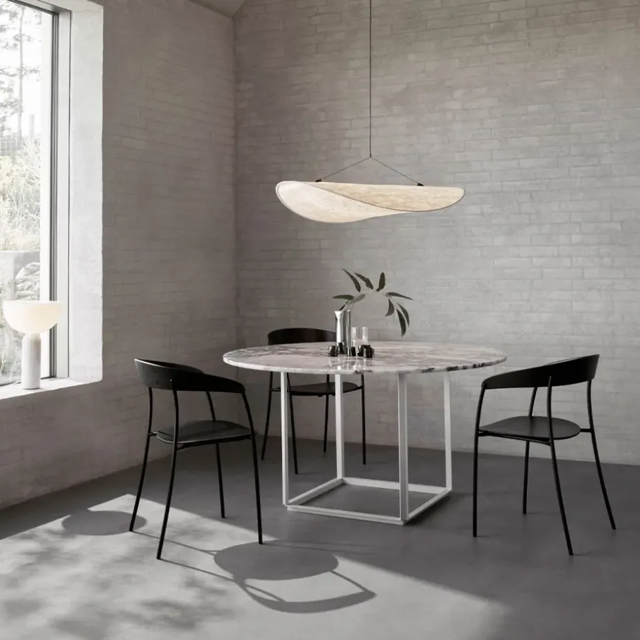 Mesa de comedor Florence redonda, mármol negro marquina, ø120 cm, soporte negro