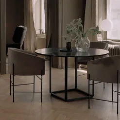 Mesa de comedor Florence redonda, mármol viola blanco, ø120 cm, soporte blanco