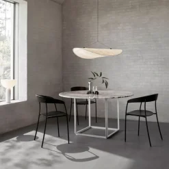 Mesa de comedor Florence redonda, mármol viola blanco, ø120 cm, soporte blanco