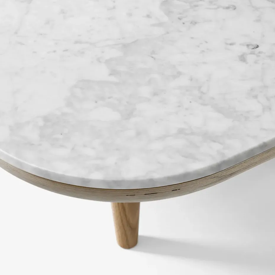 Mesa Fly SC4, Roble aceitado claro + mármol blanco