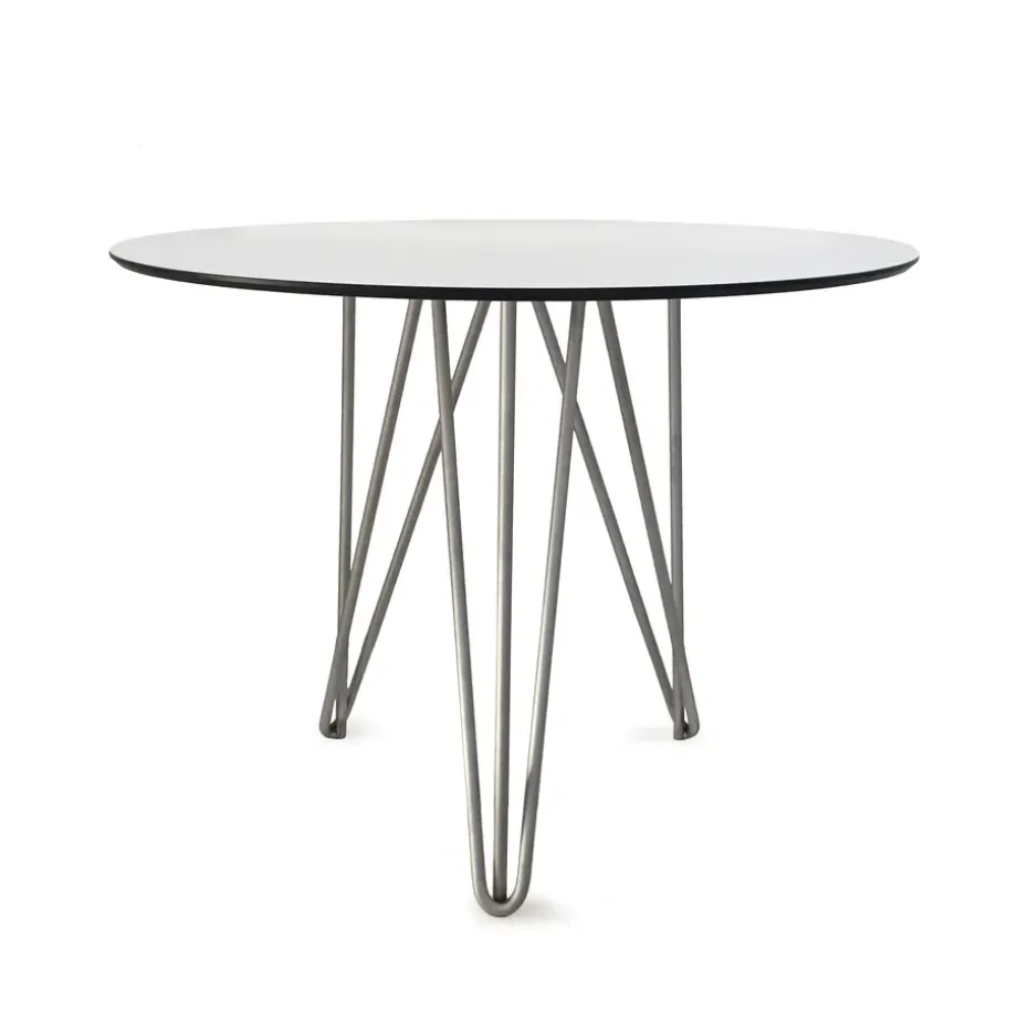 Mesa High Tech ø90 cm, Blanco-estructura galvanizada en caliente