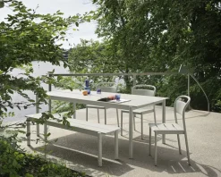 Mesa Linear steel table 220x90 cm, grey (RAL 7044)