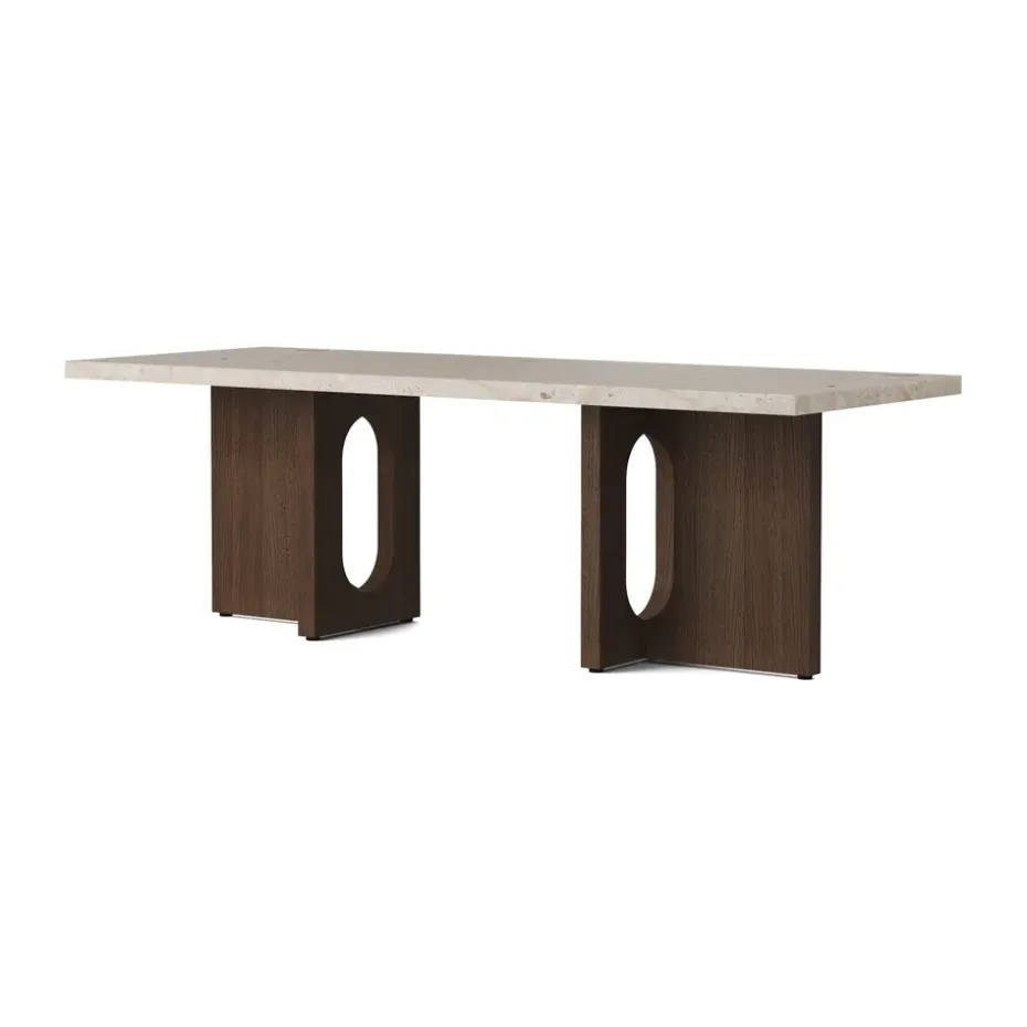 Mesa lounge Androgyne, Sand/kunis breccia, base de roble teñido de negro