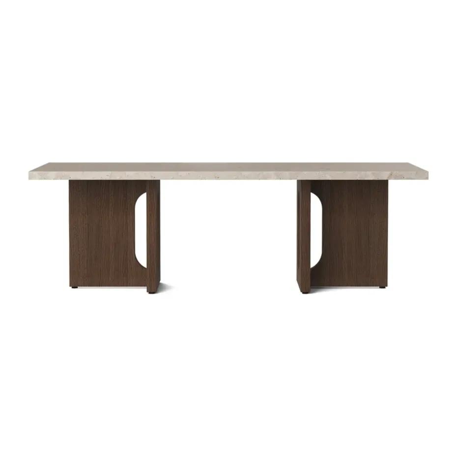 Mesa lounge Androgyne, Sand/kunis breccia, base de roble teñido de negro