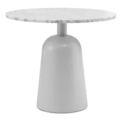 Mesa Turn ajustable Ø55 cm, mármol blanco