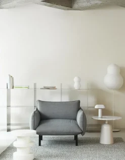 Mesa Turn ajustable Ø55 cm, mármol blanco