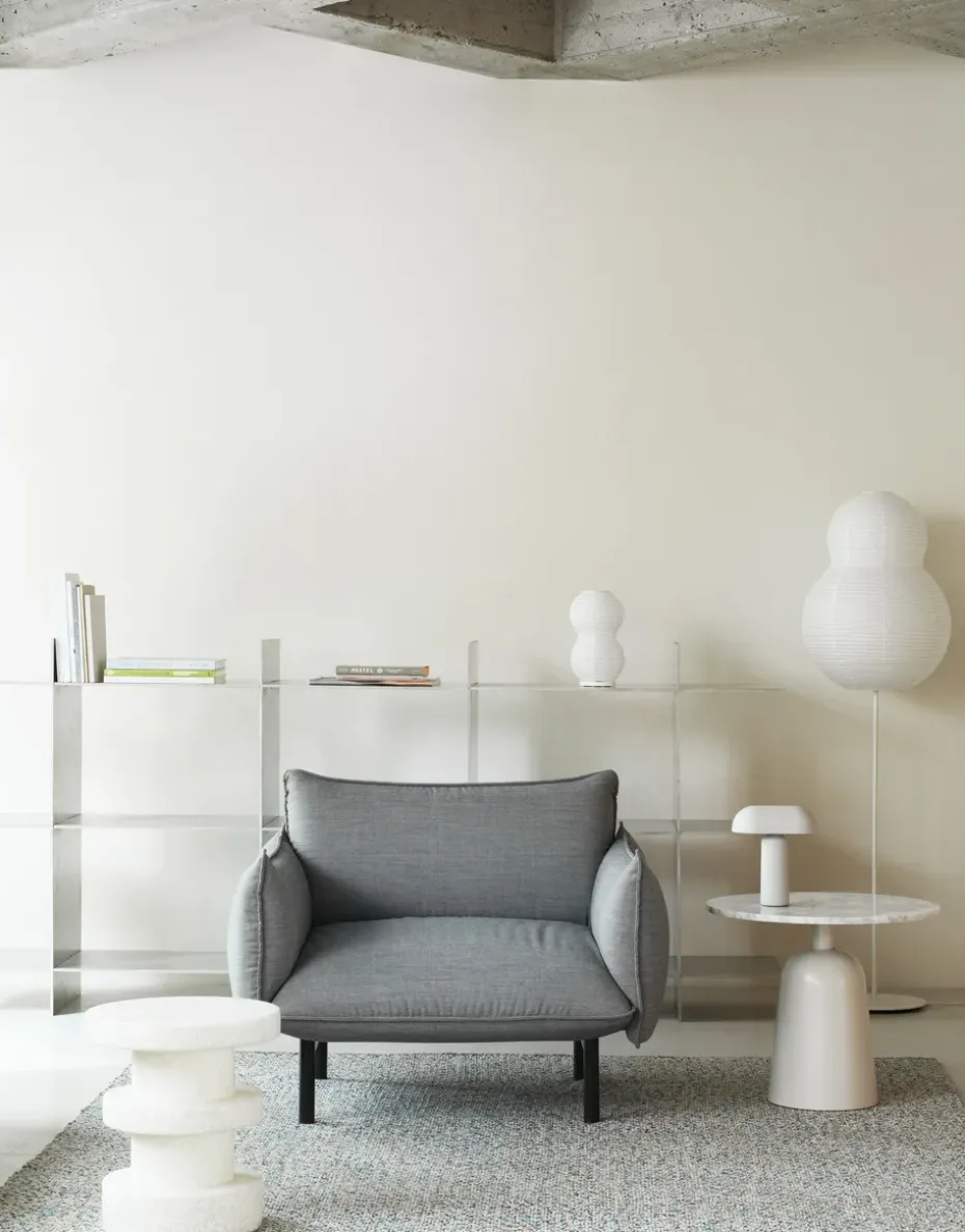 Mesa Turn ajustable Ø55 cm, mármol blanco