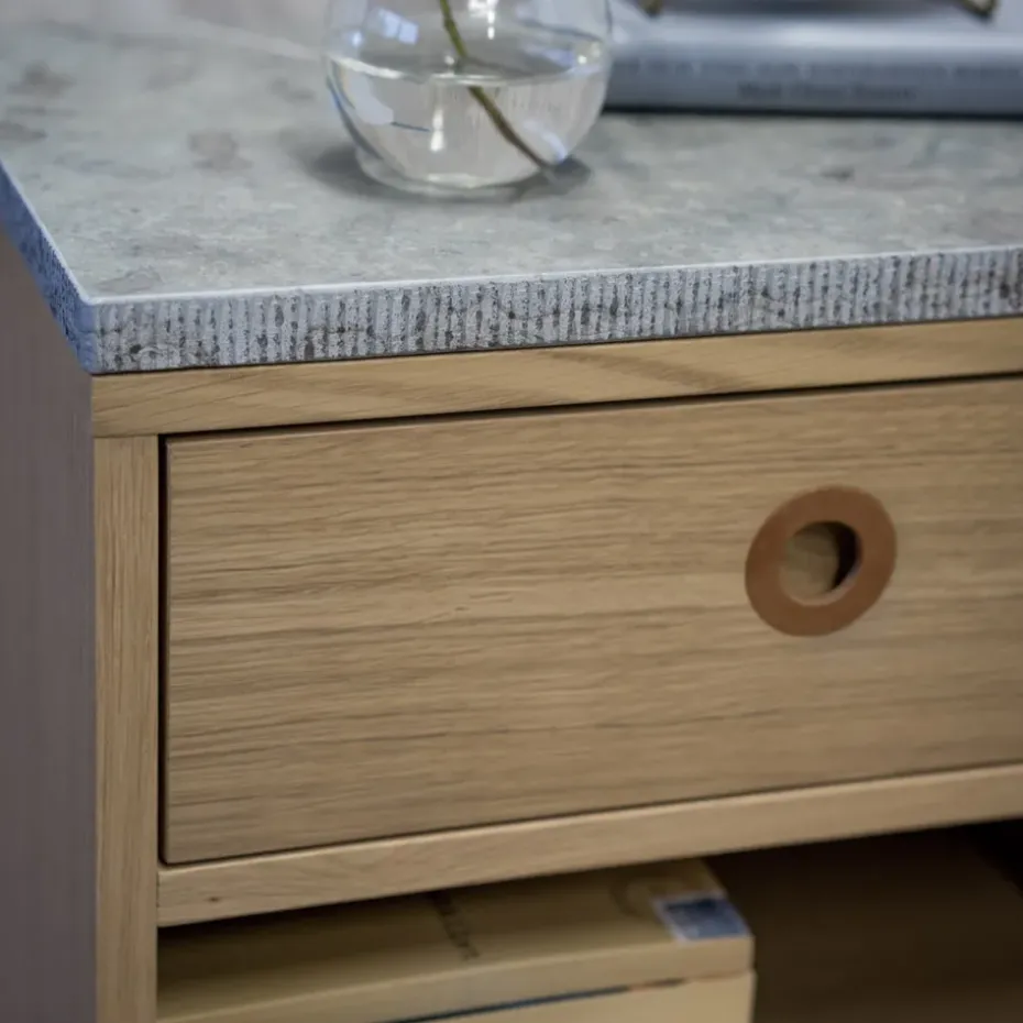 Mesita de noche Höllviken, Roble blanqueado, 1 caja