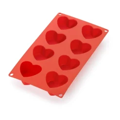 Molde corazón de silicona Lékué 8 cav., Rojo