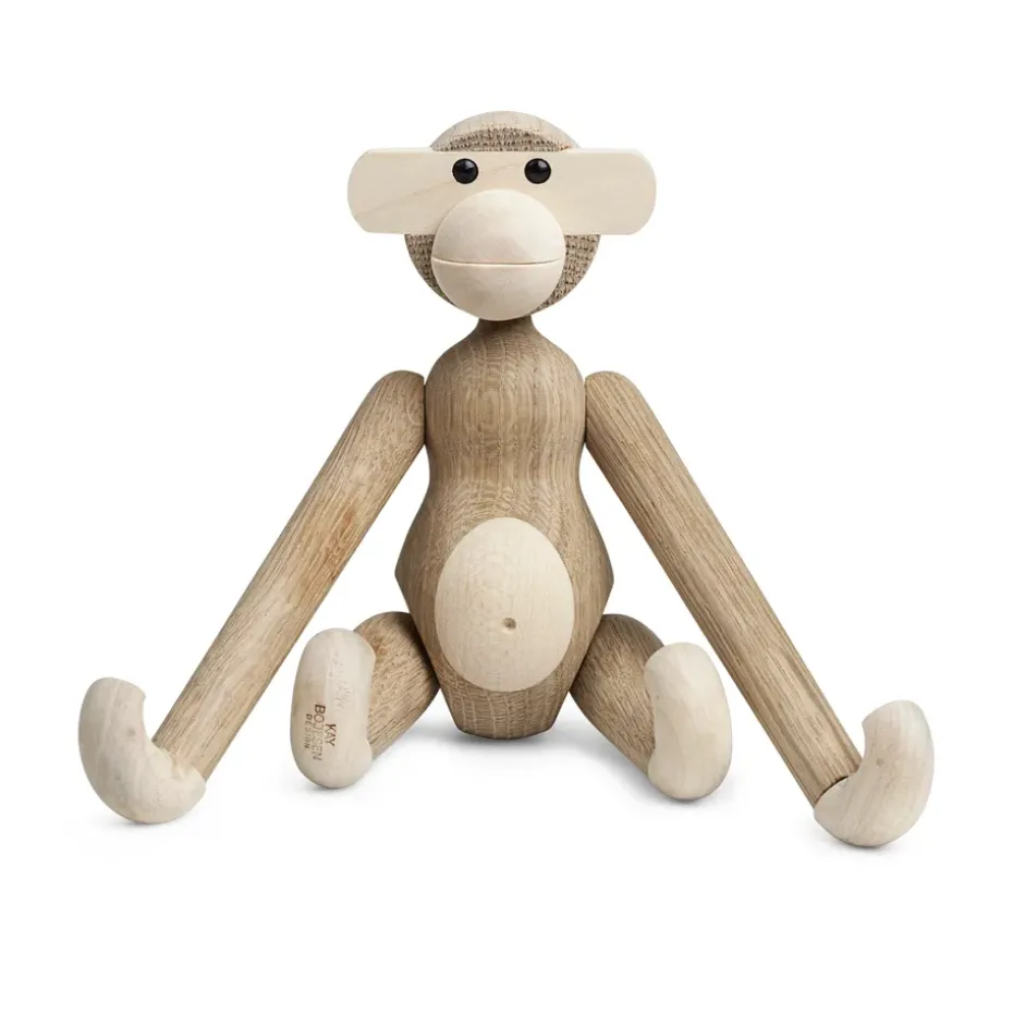 Mono de madera pequeño, roble sin tratar y arce