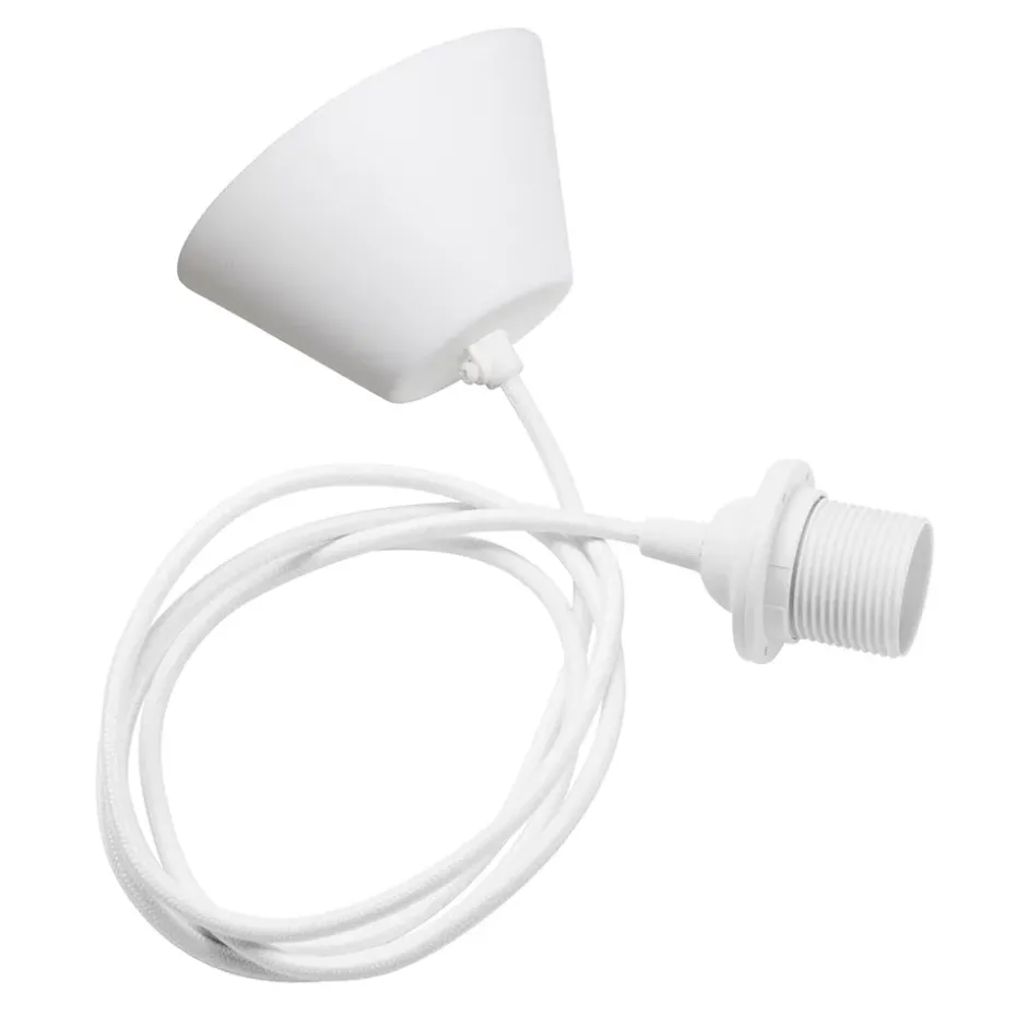 Montura para lámpara de techo Watt & Veke cable recubierto de tela, blanco