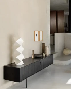 Mueble para TV Roller Max, Lackad teak-negro-2 puertas