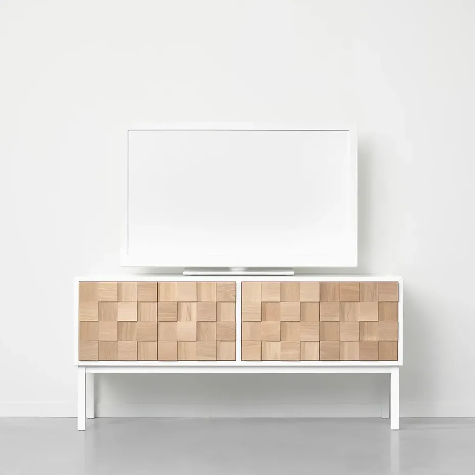 Mueble TV con patas Collect 2016, roble aceitado blanco-blanco
