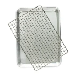 Naturals quarter sheet bandeja de horno con rejilla, Plata