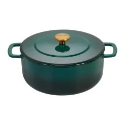 Olla de hierro fundido esmaltada Combekk Enameled Ø24 cm , Holly Green-tirador gold