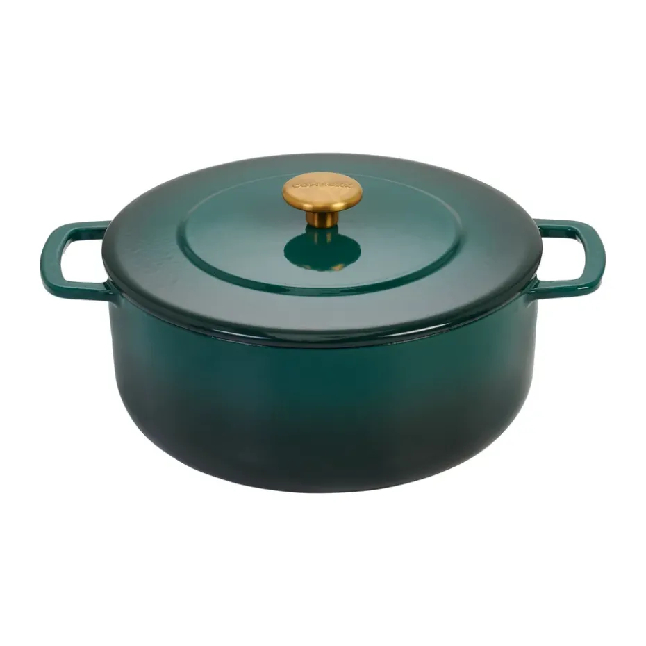 Olla de hierro fundido esmaltada Combekk Enameled Ø28 cm , Holly Green-pomo gold