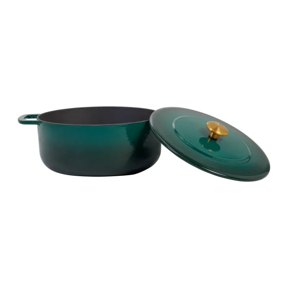 Olla de hierro fundido esmaltada Combekk Enameled Ø28 cm , Holly Green-pomo gold