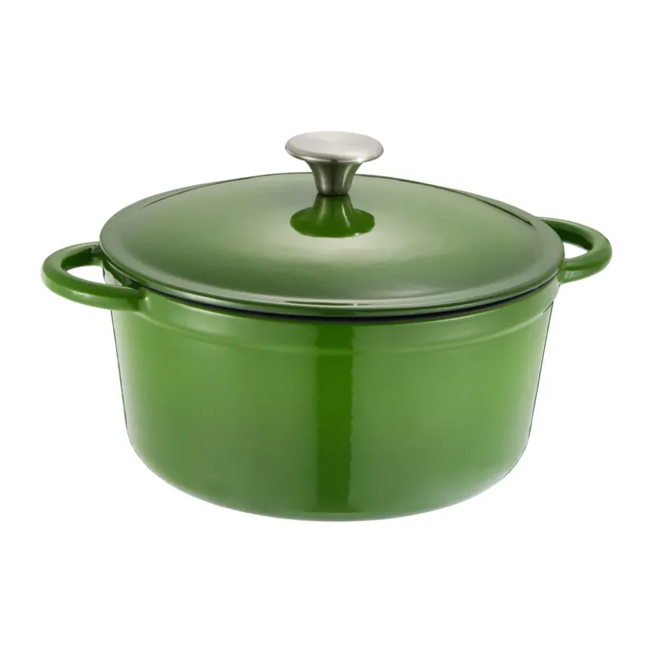 Olla de hierro fundido Gretl redonda con pomo de acero inoxidable 4 L, Verde