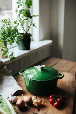 Olla de hierro fundido Gretl redonda con pomo de acero inoxidable 4 L, Verde