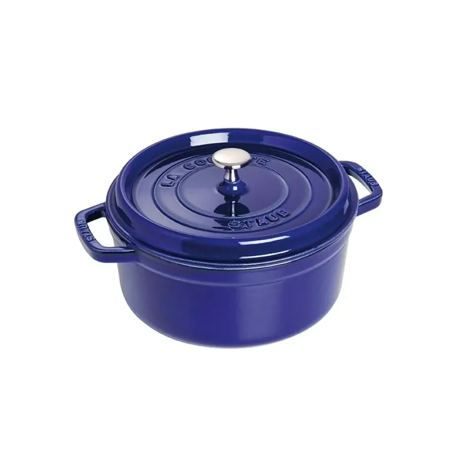 Olla de hierro fundido Staub redonda, tres capas de esmalte 3,8 l, azul oscuro