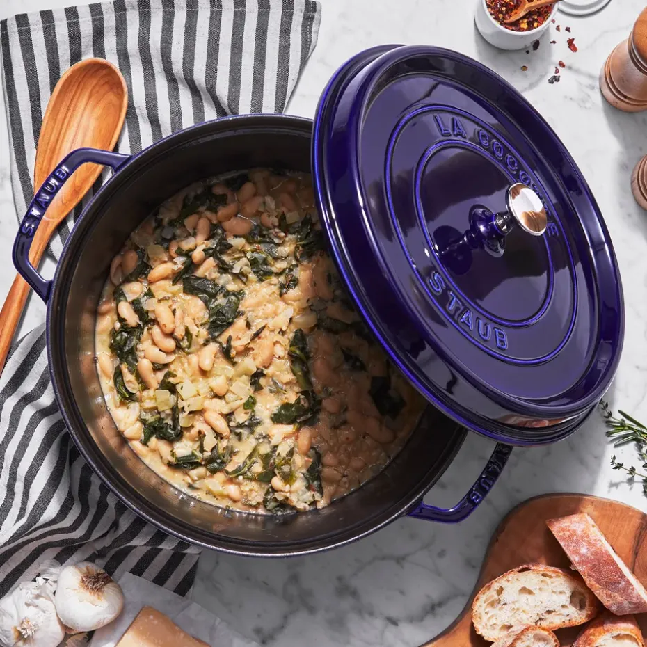 Olla de hierro fundido Staub redonda, tres capas de esmalte 3,8 l, azul oscuro