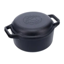Olla y sartén parrilla de hierro fundido, previamente curados, 2 piezas