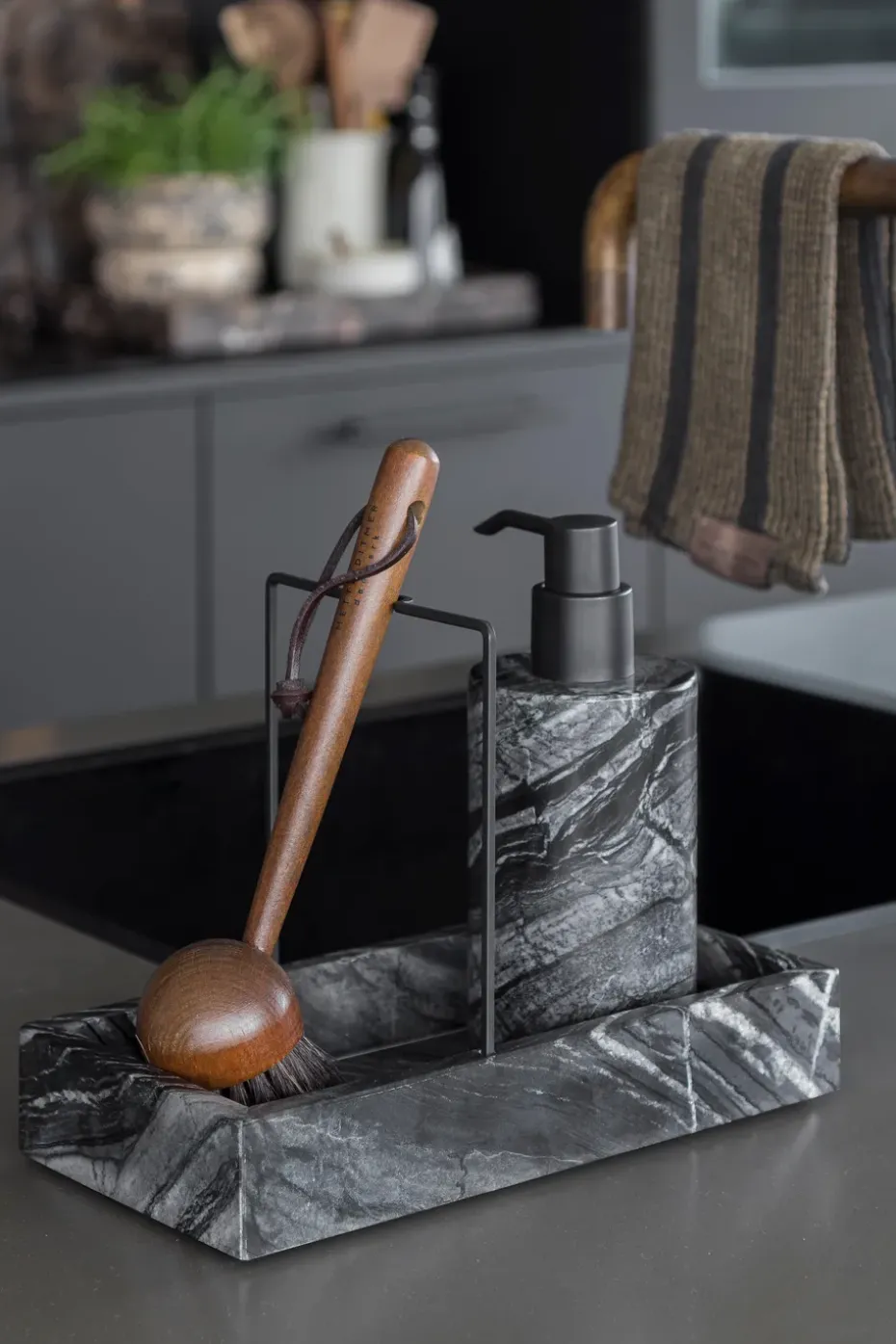 Organizador de encimera Marble 12x23,5 cm, Black-grey