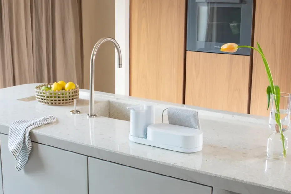 Organizador de fregadero SinkStyle, set de 3 piezas, Mineral Fresh White