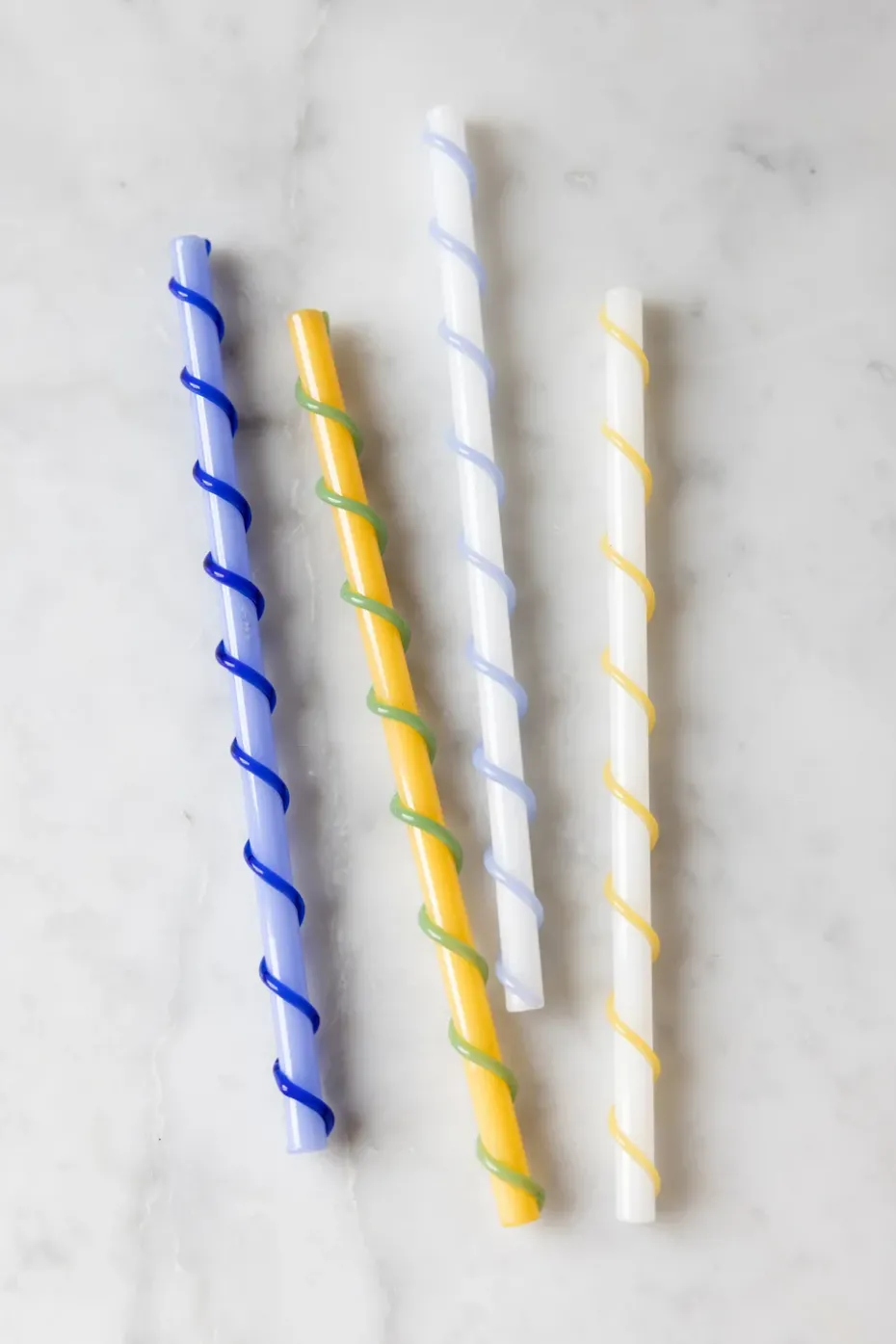 Pajitas largas Celebrate 20 cm 4 piezas, Azul-blanco-amarillo-verde