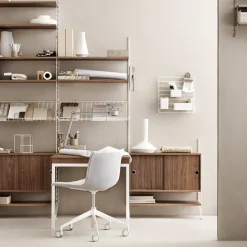 Panel de suelo String, Blanco, 85x30cm, paquete de 1
