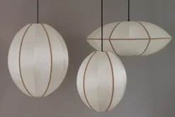 Pantalla de lámpara Indochina Classic Oval S, Offwhite-amber