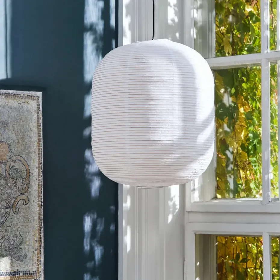 Pantalla de lámpara Paper Shade ovalada, blanco