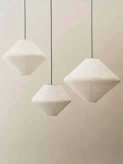 Pantalla de lámpara Paper Shade Diamond, Classic white, Ø50 cm
