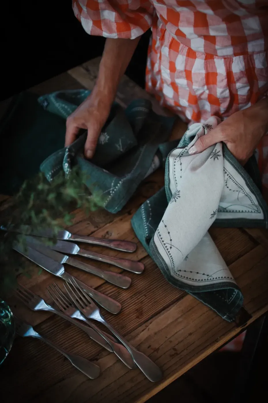 Paño de cocina Julemorgen 50x70 cm, Blanco-verde