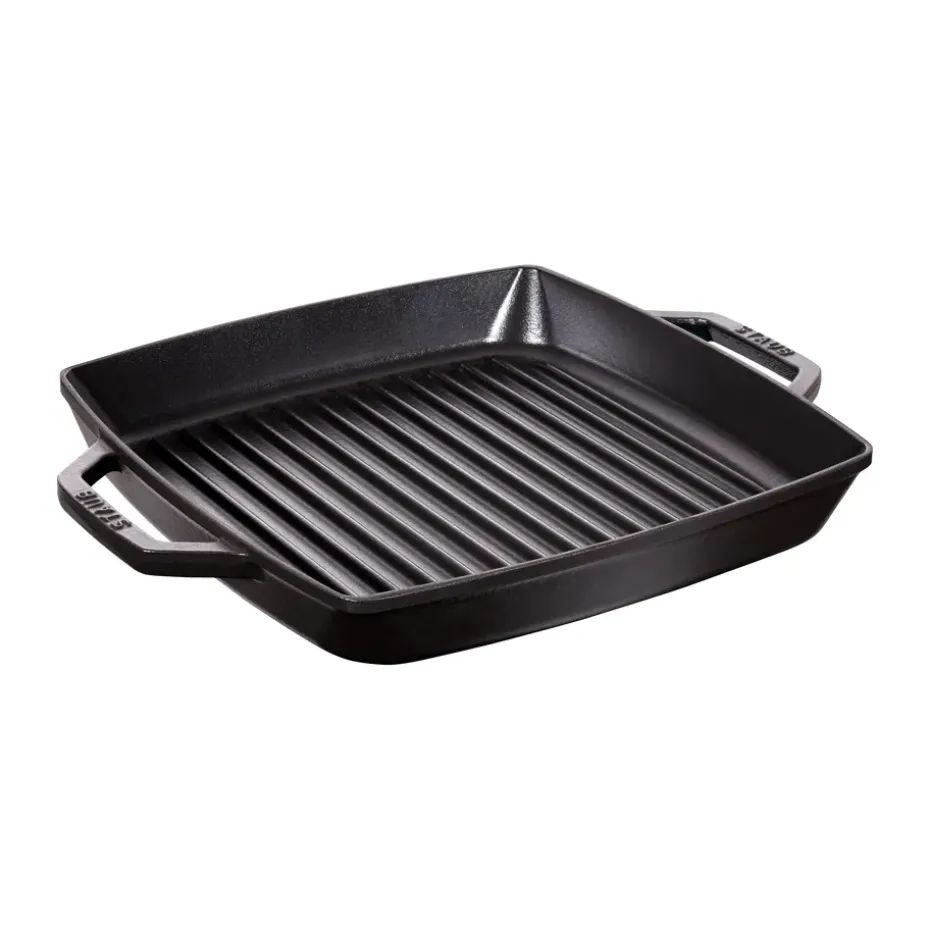 Parrilla de hierro fundido Staub Pure cuadrada negra, 28 cm