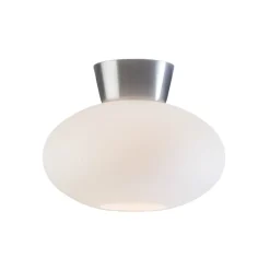 Plafón Bullo vidrio opal Ø27 cm, aluminio