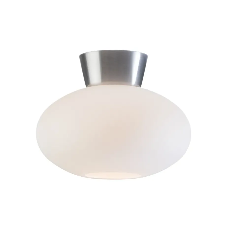 Plafón Bullo vidrio opal Ø27 cm, aluminio