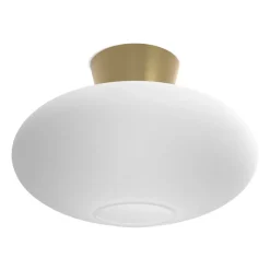 Plafón Bullo XL vidrio opal Ø38 cm, latón