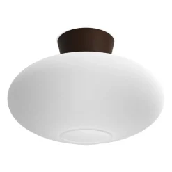 Plafón Bullo XL vidrio opal Ø38 cm, óxido