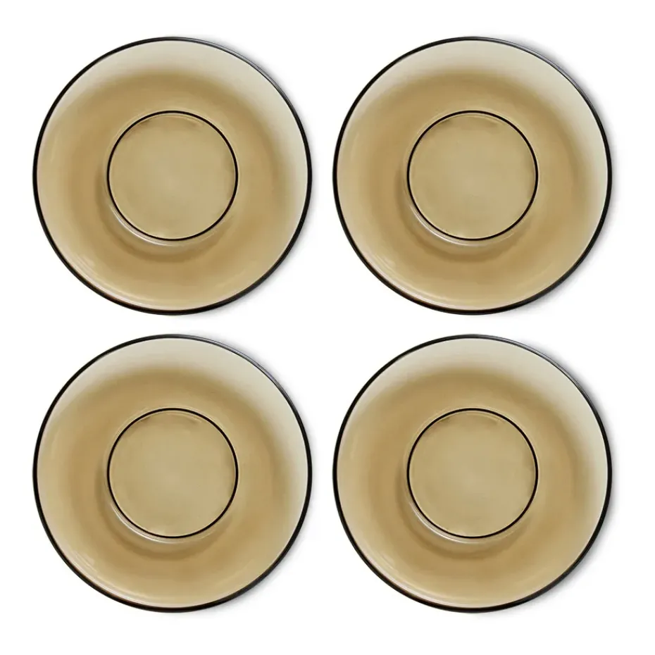 Plato de café de vidrio 70's Ø10,6 cm, Mud brown