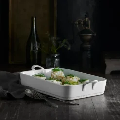Plato de lasaña blanco con asas Toulouse, blanco