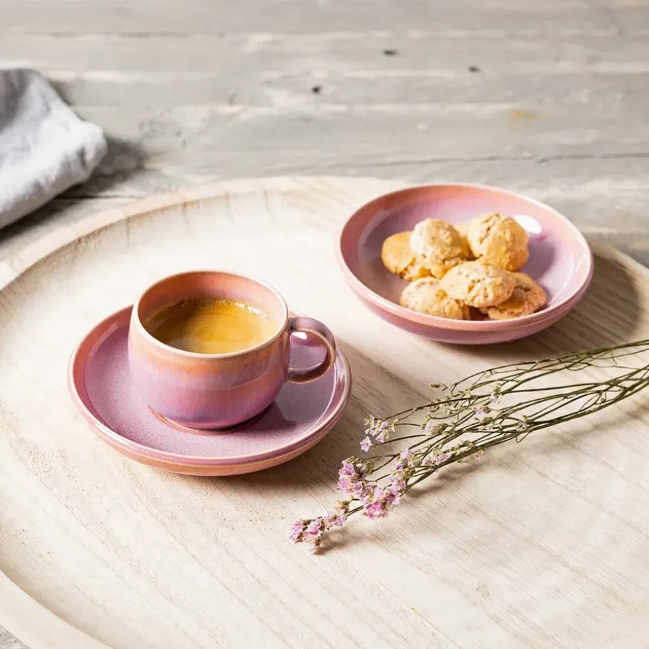 Plato de taza espresso Perlemor Ø12 cm, Coral