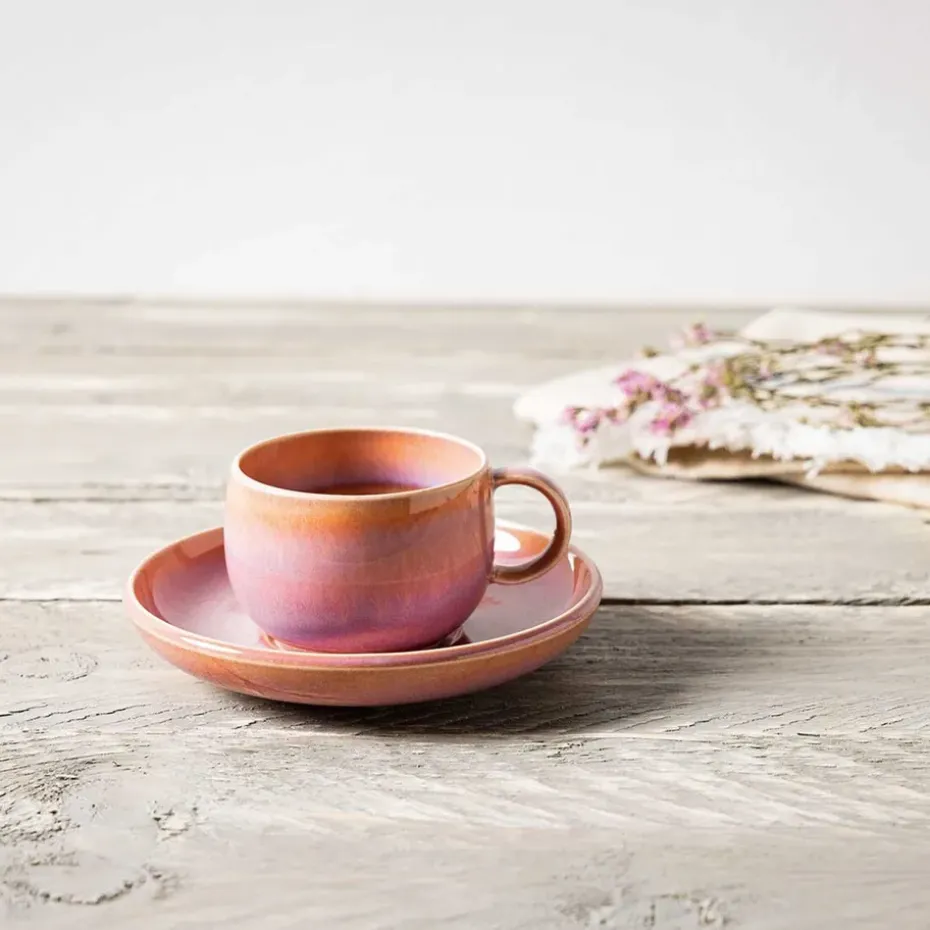 Plato de taza espresso Perlemor Ø12 cm, Coral