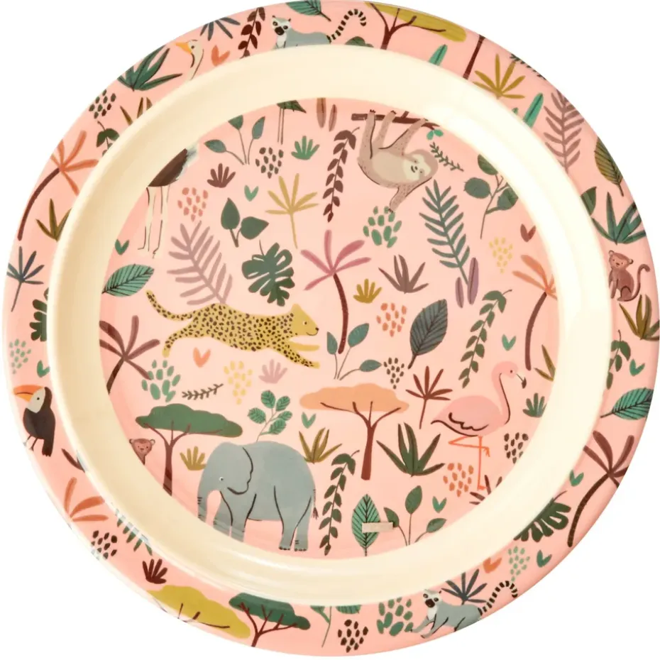 Plato para niños Rice Jungle animals, Coral-multi