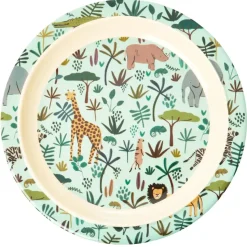 Plato para niños Rice Jungle animals, Green-multi