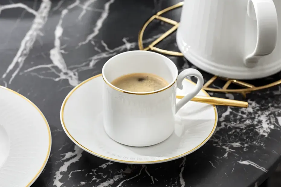 Plato para taza de café Château Septfontaines Ø15,5 cm, Blanco-oro