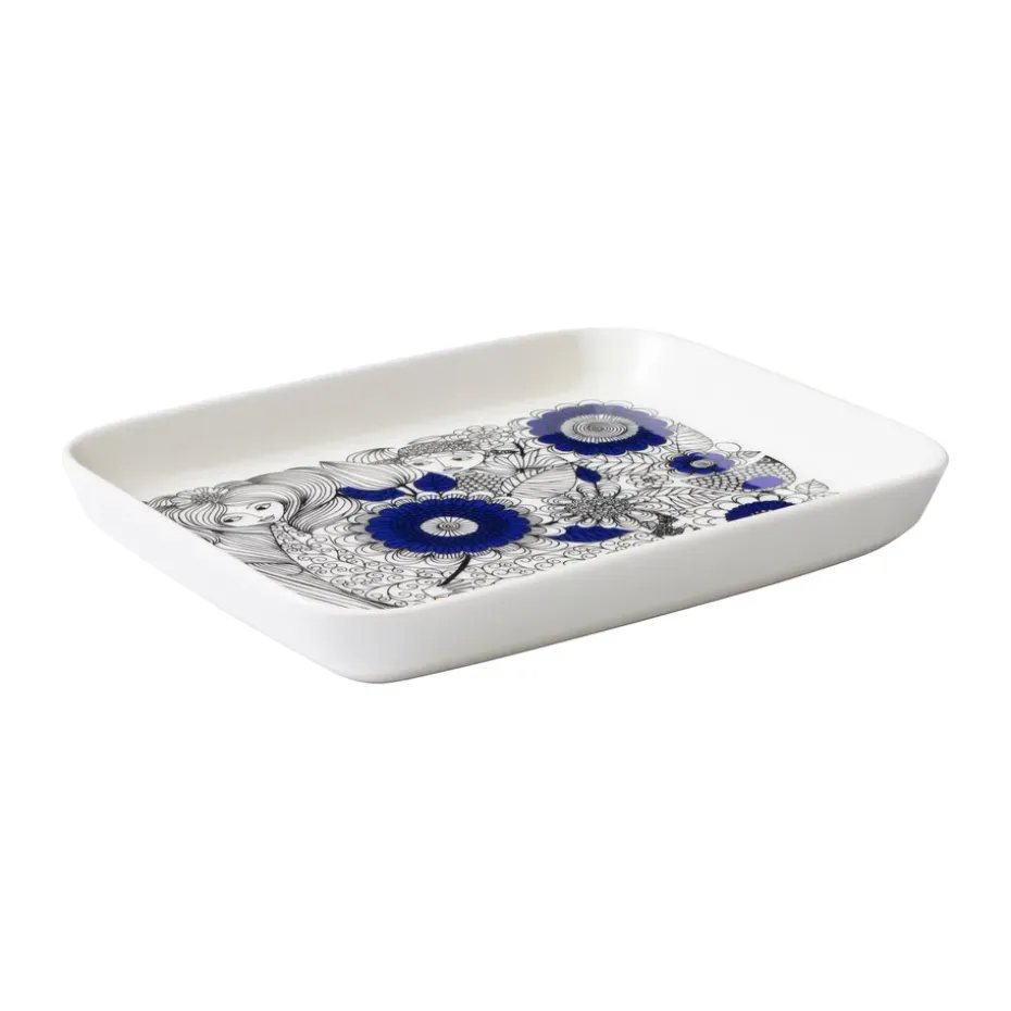 Plato Pastoraali 15x19 cm, Azul-blanco