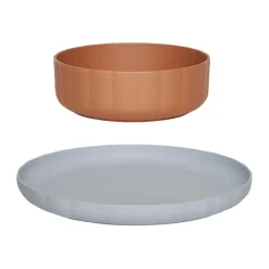 Plato y cuenco Pullo, Caramel-ice blue