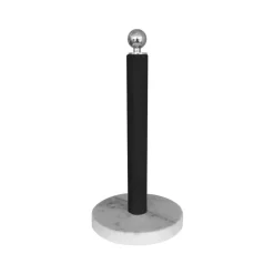 Portarrollos de papel de cocina, Negro, pomo plateado
