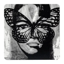 Posavasos Golden Butterfly 9x9 cm, Black-white